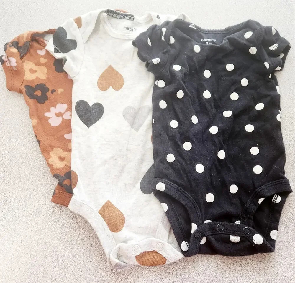 Carter's Baby Girl 3 Short Sleeves Bodysuits 3 Months